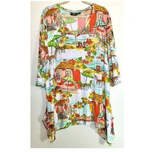 Comfy Tunic with Summer Beach House Vacation Print 3x